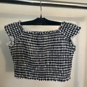 H&M Black and White Checkered Crop Top